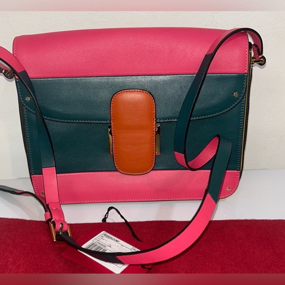 Valentino Garavani Reversible Colorblock Calfskin Shoulder Bag Pink Green